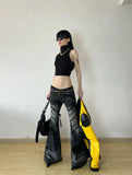 Vintage Black Retro Wide Leg Jeans