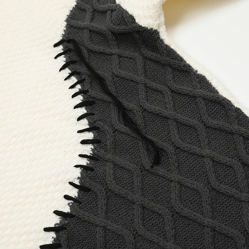 Color Block Stitches Knitted Sweater