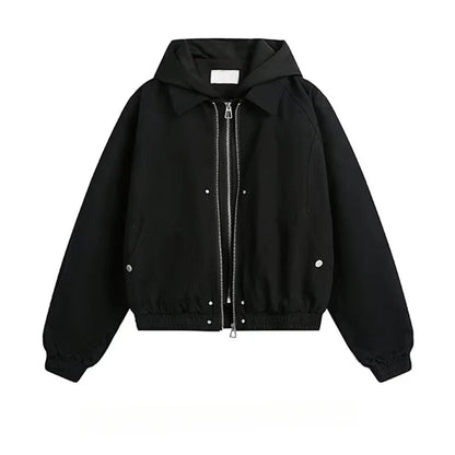 Patchwork Silhouette Retro Hooded Jacket