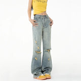 Vintage Ripped Blue Denim Jeans