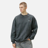 Retro Style Embroidered Faux Suede Sweatshirt