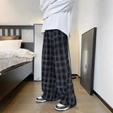 Streetwear Hip Hop Plaid Corduroy Wide Leg Pants