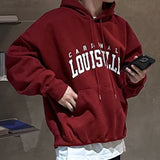 Red Vintage Letter Print Hoodie