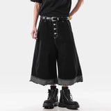 Vintage Washed Raw Edge Cropped Denim Jorts