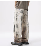 Streetwear American Graffiti Ripped Loose Wide Leg Jeans