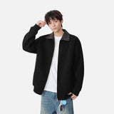 Fashionable Contrast Collar Casual Zip Jacket