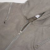Breathable Suede Multi Zipper Hooded Sweatshirt