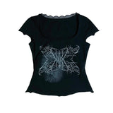 Japanese Y2K Tattoo Print T-Shirt