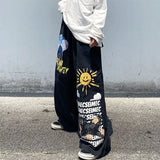Y2K Graffiti Print Oversized Wide Leg Pants