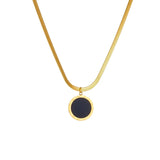 Delicate Black Stainless Steel Circle Necklace