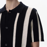Streetwear Cool Luxury Striped Hollow Out Cardigan