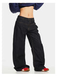 Solid Color Retro Dark Loose Wide Leg Jeans