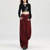 Retro Loose Red Emo High Waist Denim Jeans