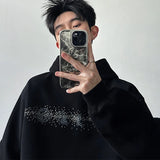 Chic Black Rhinestone Heat Melting Hoodie