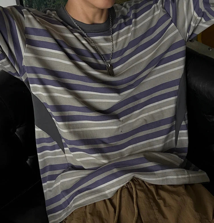 Striped Japanese Minimalist Long Sleeve T-Shirt