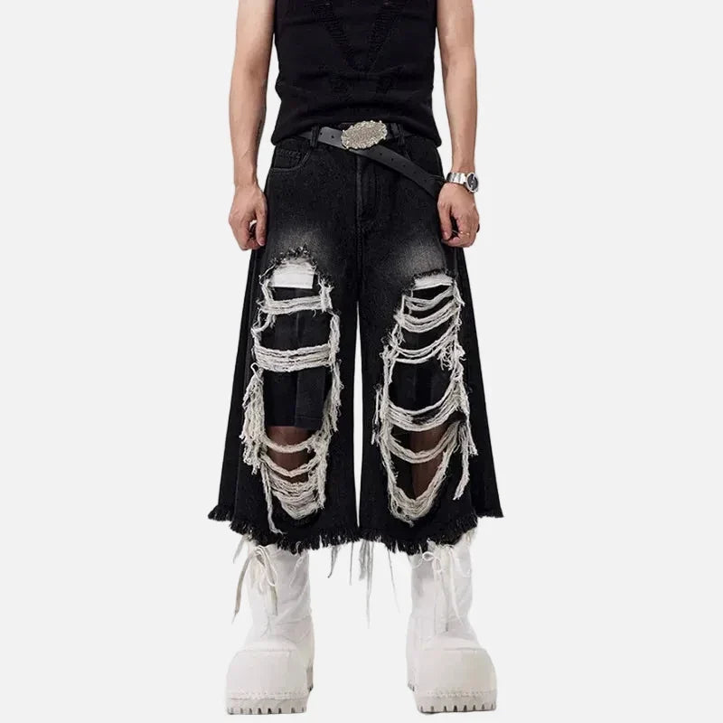 Streetwear Broken Hole Denim Jorts