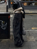 Vintage Lace-Up High Waisted Emo Jeans