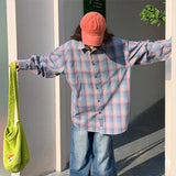 Vintage Plaid Cool Oversized Long Sleeve Shirt