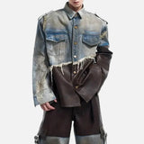 Versatile Patchwork Denim & Leather Jacket