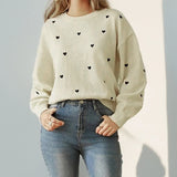Cozy Flattering Heart Knit Sweater