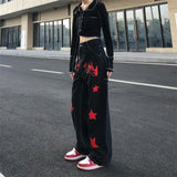 Vintage Hip Hop Red Star Painted Jeans