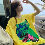 Street Style Fit Yellow Cotton Short-Sleeved T-Shirt