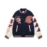 Vintage Embroidered Baseball Patchwork Varsity Jacket