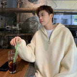 Y2K Stylish Half Zipper Knitted Hooded Sweater