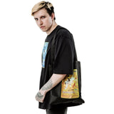 Black Graphic Print Punk Tote Bag
