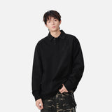 Classic Loose Fit Long Sleeve Polo Sweatshirt
