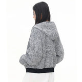 Y2K Elegant Gray Zip-Up Hooded Sweatshirt
