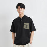 Colorblock Smiley Cartoon Polo Summer T-Shirt