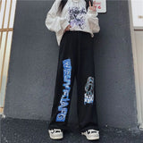 Retro Anime Print Oversized Wide Sweatpants