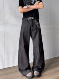 Cyber Graphic Patchwork Baggy Black Jeans