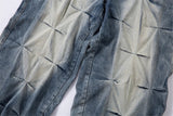 Trendy Designer Baggy Pleated Denim Wide Leg Jeans