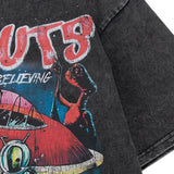 Graphic Vintage Black UFO Alien T-Shirt