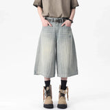 Elegant Vintage Washed Straight Cropped Jorts