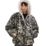 Warm Camouflage Faux Fur Hooded Parka Jacket