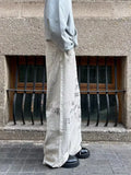 Cyber Y2K Printed White Baggy Jeans