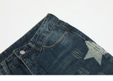 Ripped Side Stars Denim Pants