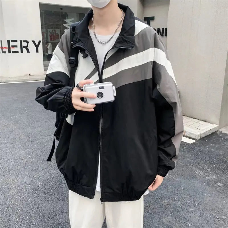 Y2K Flattering Stand Collar Sports Windbreaker Jacket