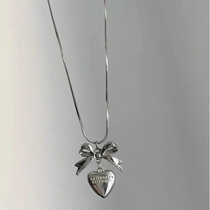 Ribbon Heart Pendant Gothic Necklace