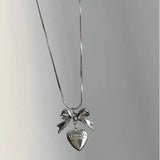 Ribbon Heart Pendant Gothic Necklace