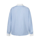 Stylish Embroidered Striped Long Sleeve Shirt