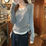 Slim Fit Drawstring Knit Long Shirt
