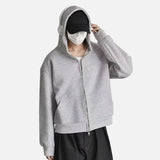 Y2K Solid Color Hooded Double Ended Zipper Sweatshirt