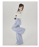 Vintage Casual Lace-Up High Waist Pants