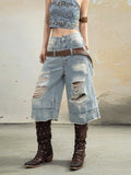 Vintage Ripped Loose Fit Wide Jeans