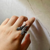Handmade Retro Silver Angel Wings Ring