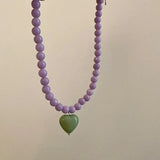 Colorful Heart Pendant Beaded Necklace